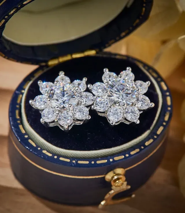 Floral Cluster Multi-Stone Stud Earrings 7