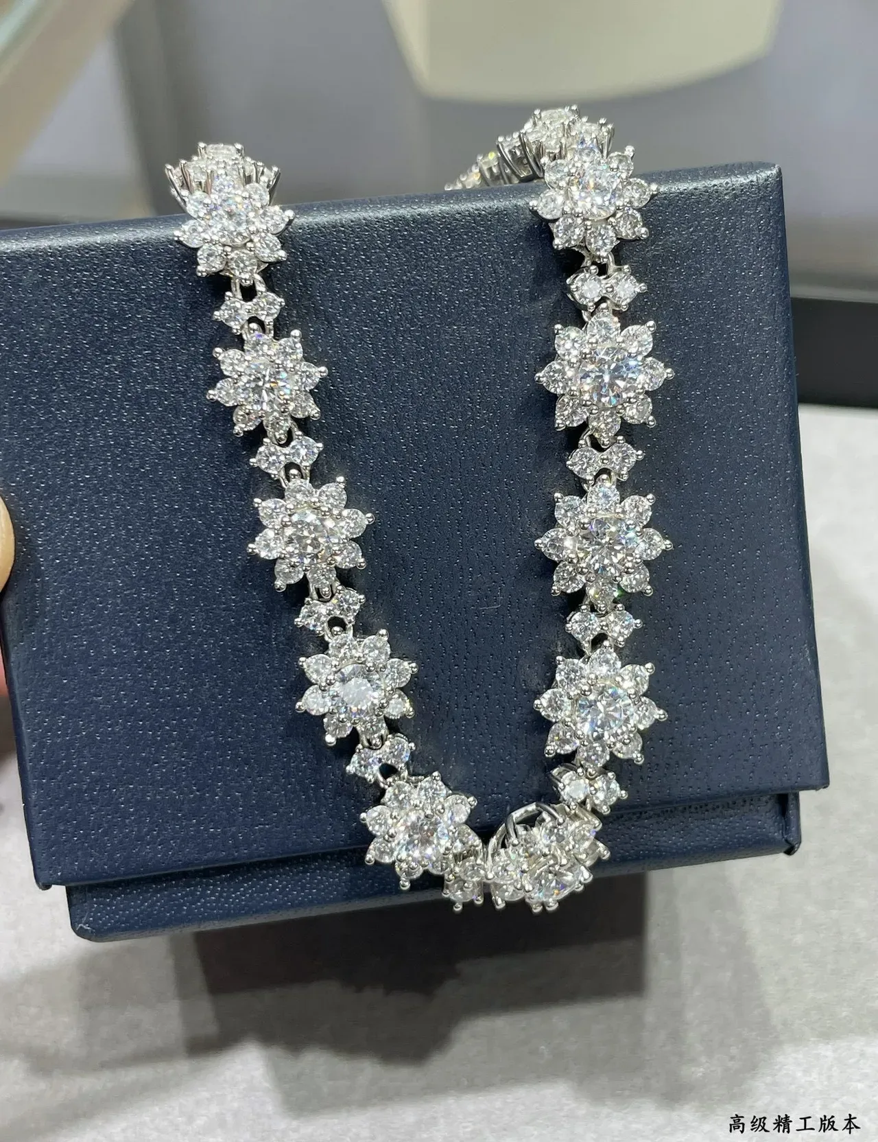 Floral Cluster Pave Diamond Necklace 3