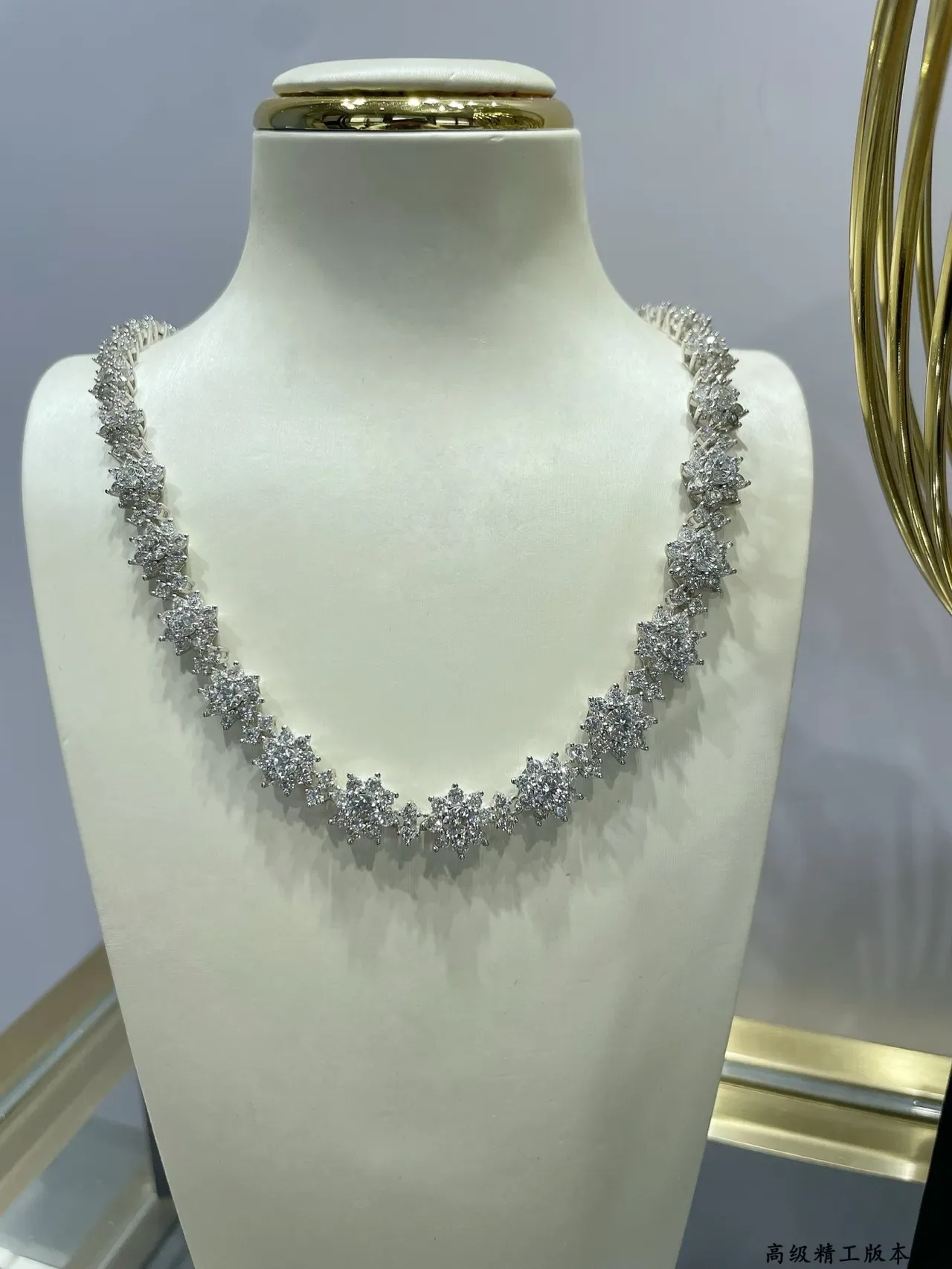 Floral Cluster Pave Diamond Necklace 6