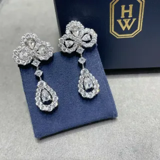 Floral Cluster Teardrop Pavé Drop Earrings