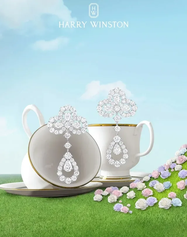 Floral Cluster Teardrop Pavé Drop Earrings 9