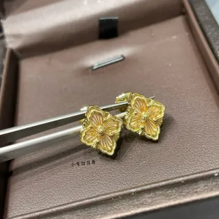 Floral CNC-Engraved Gold-Tone Mother-of-Pearl Inlay Stud Earrings