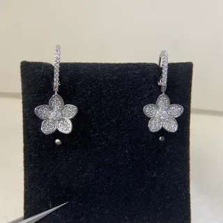 Floral Pavé Five-Petal Drop Earrings
