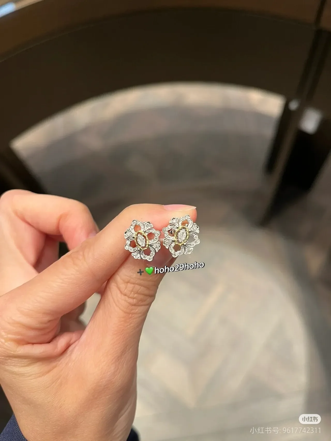 Floral Quatrefoil Pavé Two-Tone Stud Earrings 8