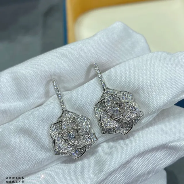 Floral Rose Pavé Drop Earrings 7