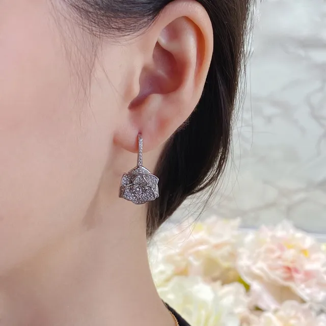 Floral Rose Pavé Drop Earrings 9