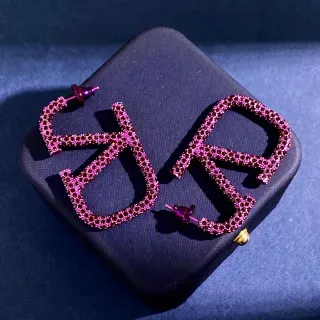 Fuchsia Pavé Geometric Hoop Earrings