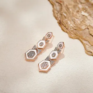 Geometric Hexagonal Pavé Enamel Drop Earrings