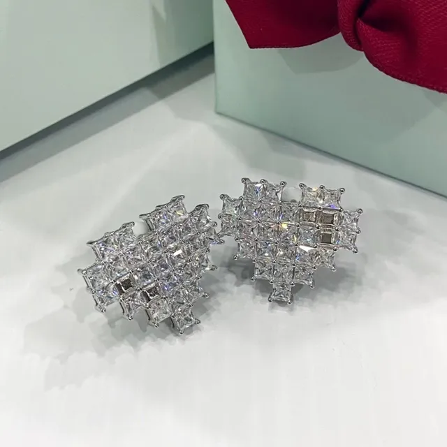 Geometric Stepped Crystal Cluster Clip-On Earrings 5
