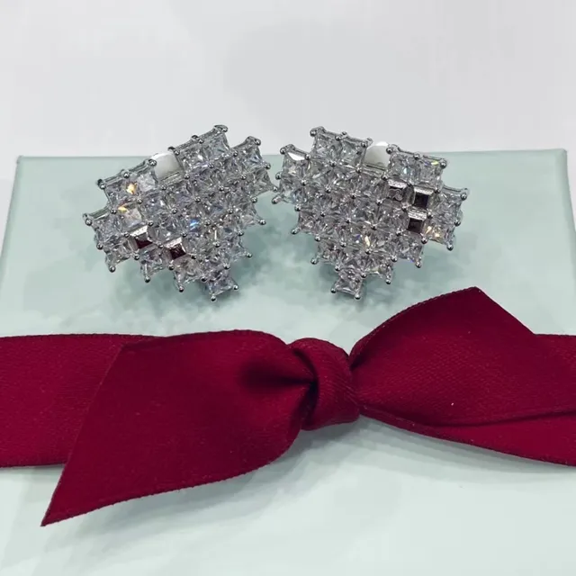 Geometric Stepped Crystal Cluster Clip-On Earrings 8