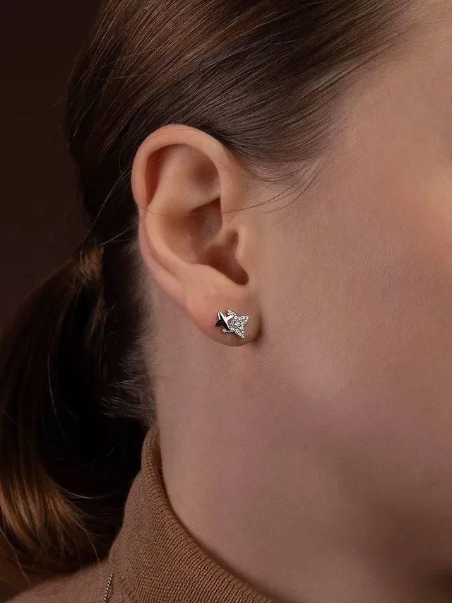 Geometric X-Shaped Pavé Stud Earrings 2