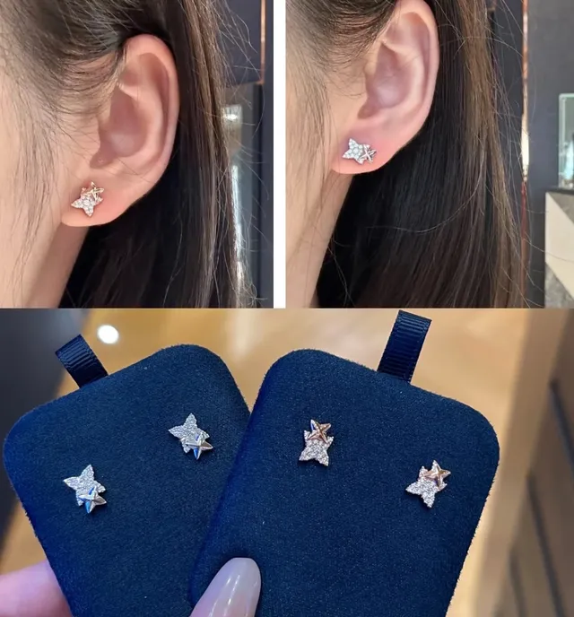 Geometric X-Shaped Pavé Stud Earrings 3