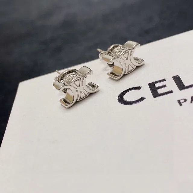 Gold and Silver Interlocking C Motif Stud Earrings 5