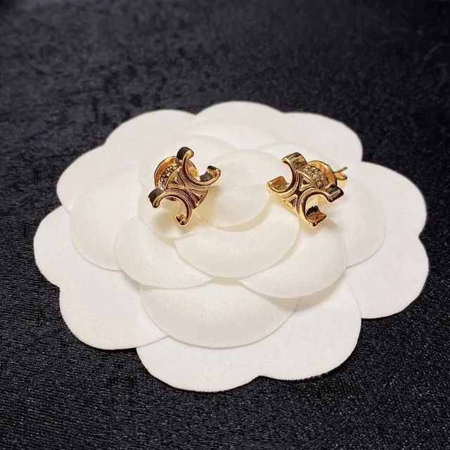 Gold and Silver Interlocking C Motif Stud Earrings 7