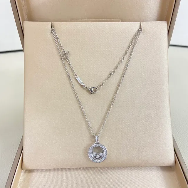 Gold and Silver Tone Pavé Stone Floating Charm Pendant Necklaces 3