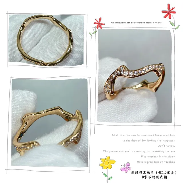 Gold and Silver Tone Wavy Pavé Open-Band Rings 3