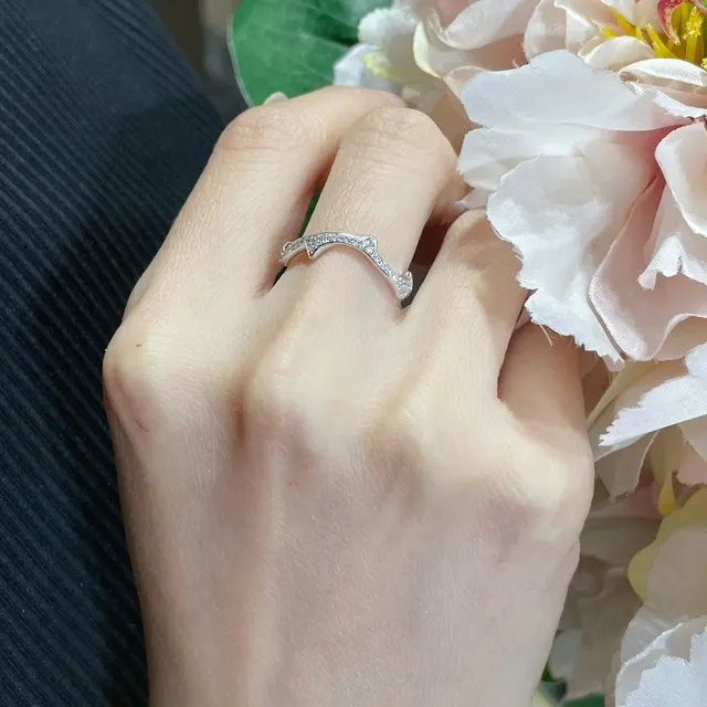 Gold and Silver Tone Wavy Pavé Open-Band Rings 6