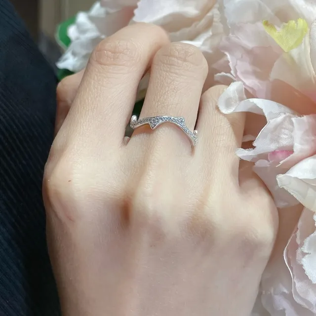 Gold and Silver Tone Wavy Pavé Open-Band Rings 7