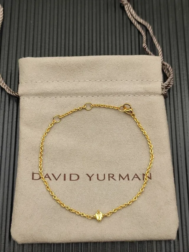 Gold Beige Rope Chain Single Faceted Stone Pendant Bracelet 9