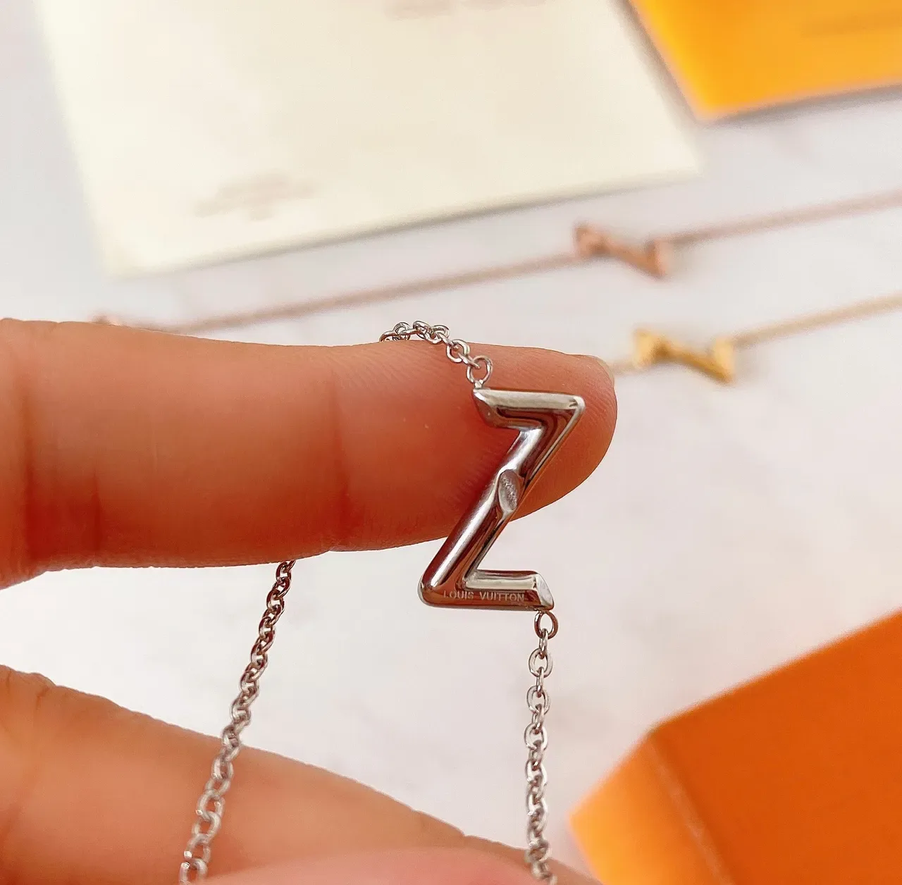 Gold Geometric Pendant Zigzag Motif Necklace 3