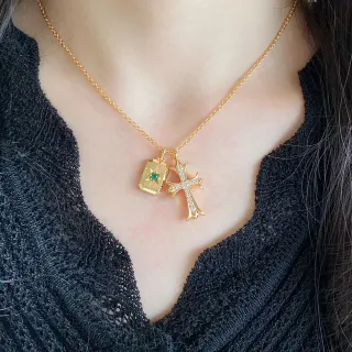 金绿链双吊坠设计项链