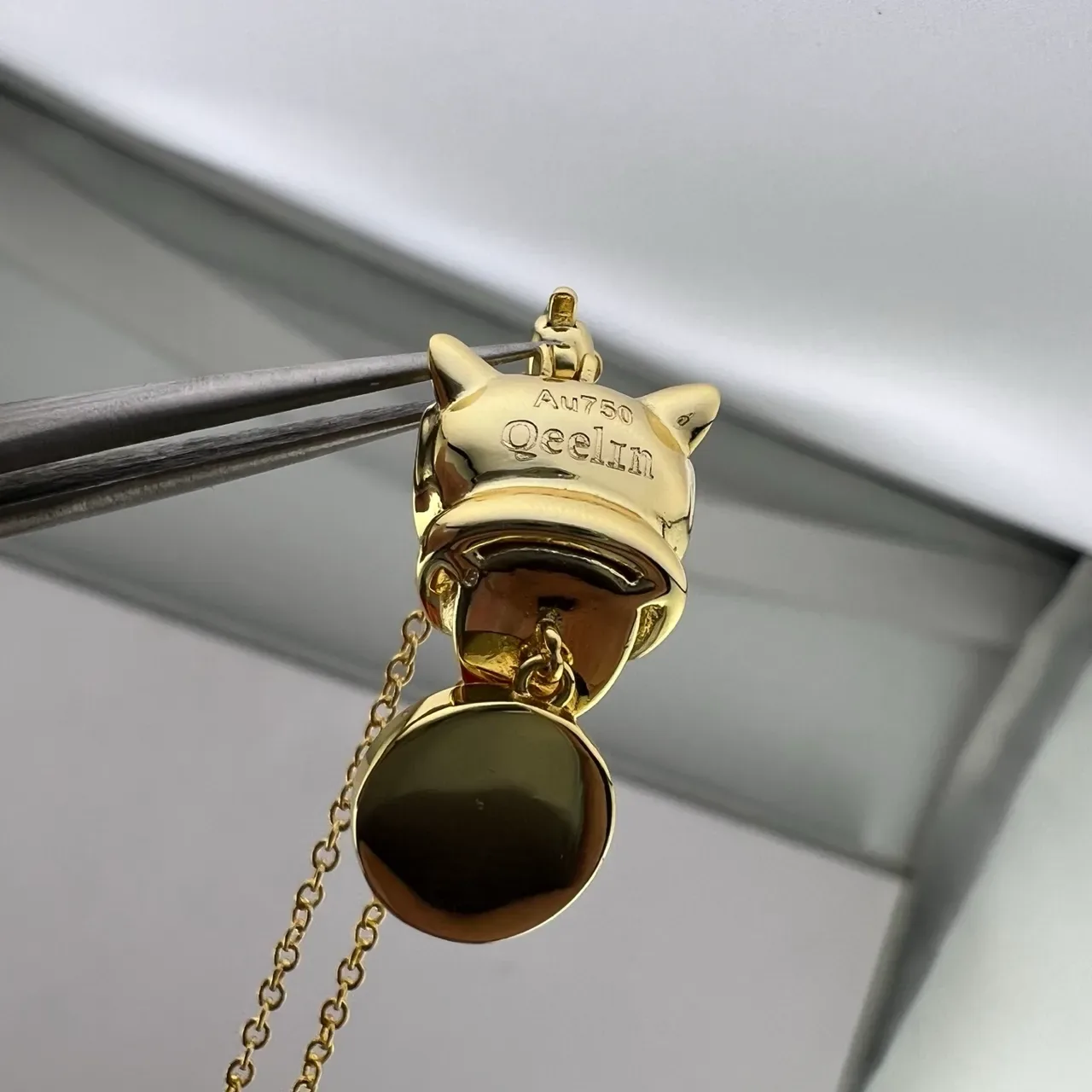 Gold Green Owl-Head Pendant Enamel Coin Charm Necklace 2