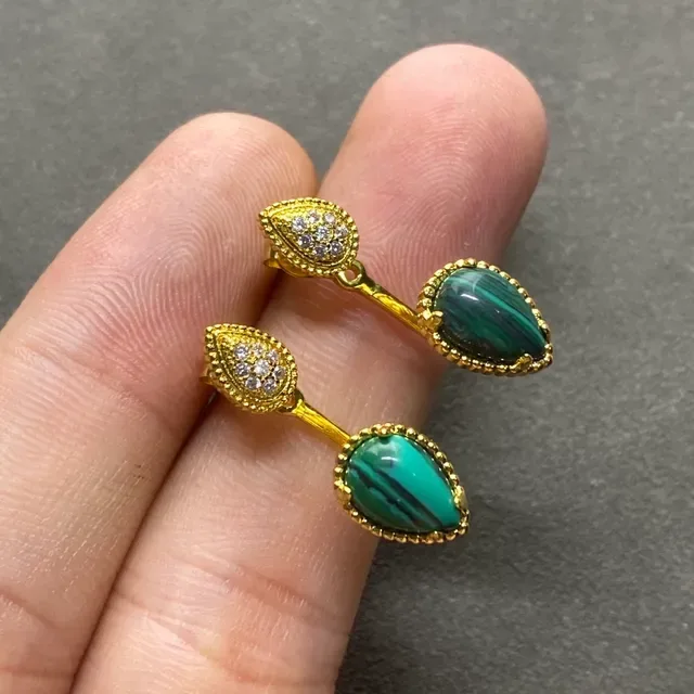 Gold Multicolor Teardrop-Shaped Bezel Earrings 4