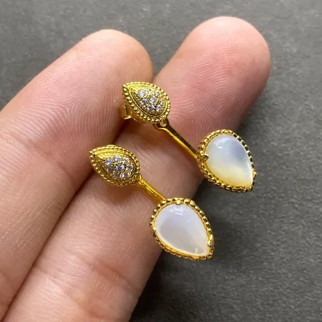 Gold Multicolor Teardrop-Shaped Bezel Earrings 5