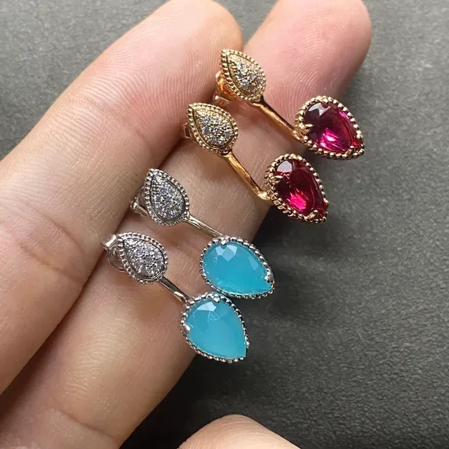 Gold Multicolor Teardrop-Shaped Bezel Earrings 6