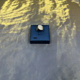 Gold Navy Pavé-Set Domed Earrings