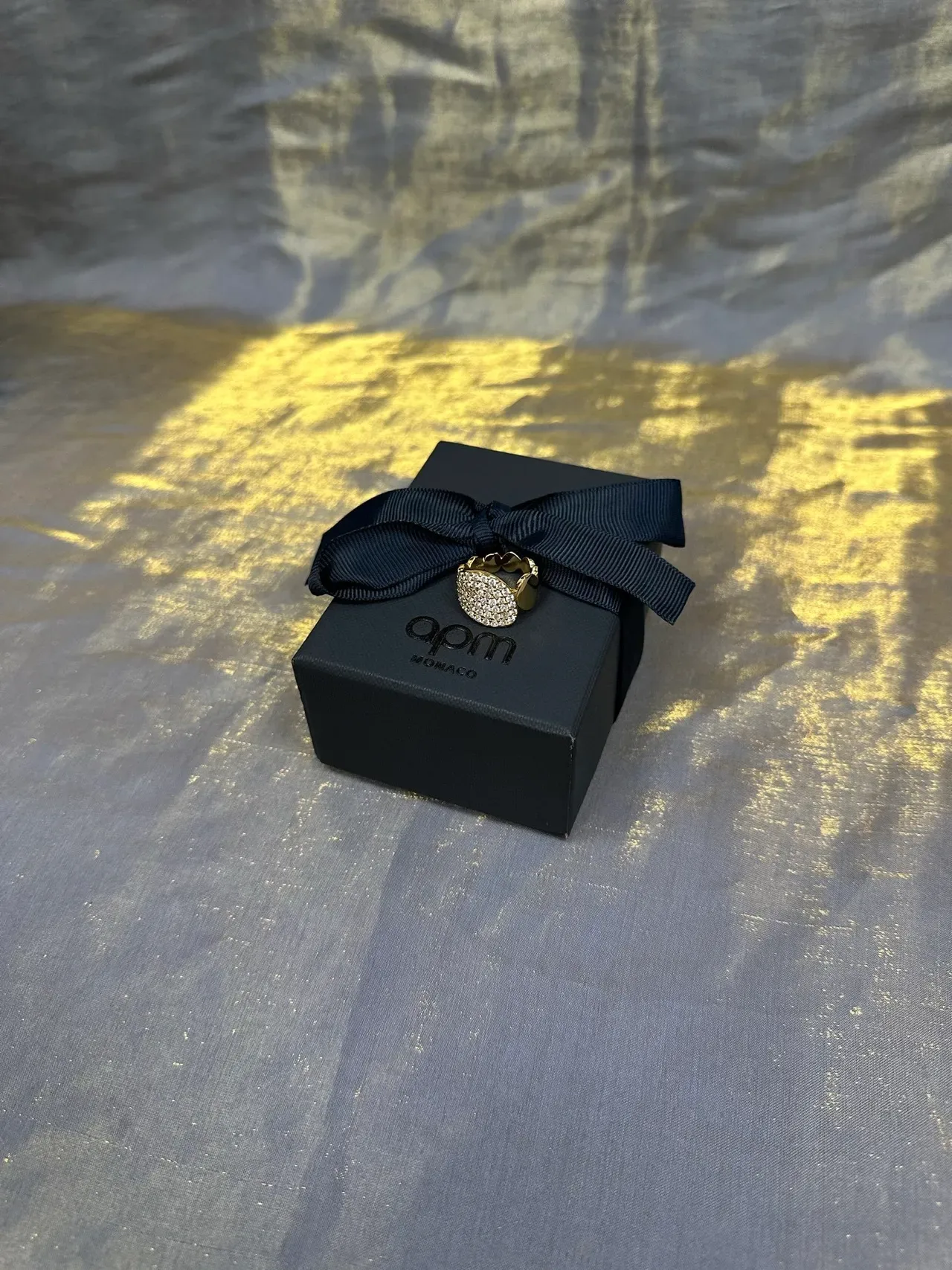 Gold Navy Pavé-Set Domed Earrings 7