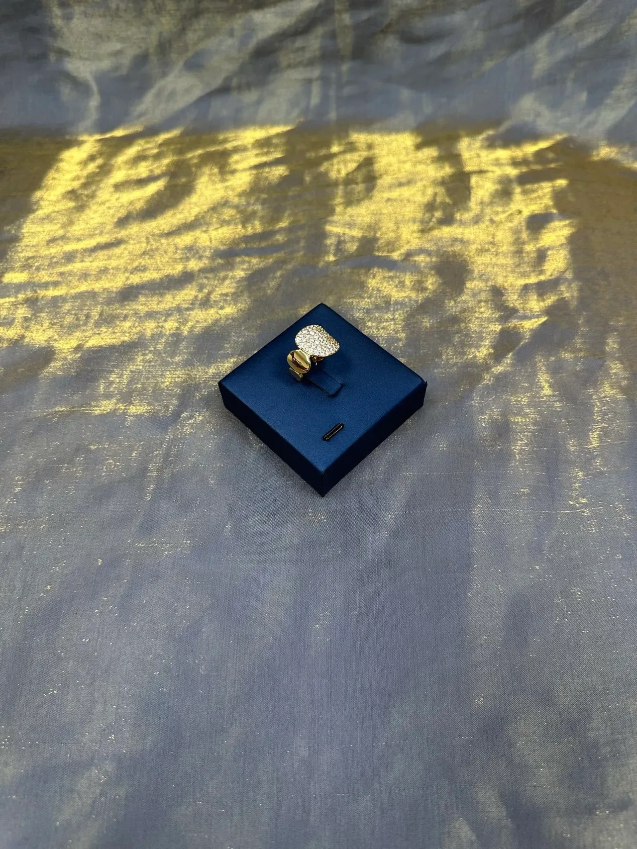 Gold Navy Pavé-Set Domed Earrings 9