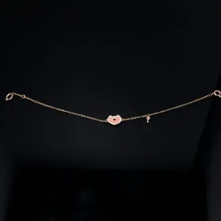 Pulsera con cadena de oro rosa y colgante de corazón esmaltado