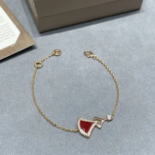 Pulsera de cadena de oro roja esmaltada con colgante
