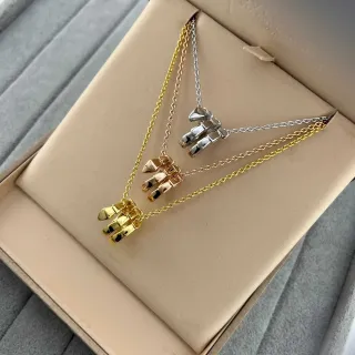 Gold Rose Gold and Silver Geometric Stacked Charm Pendant Necklaces
