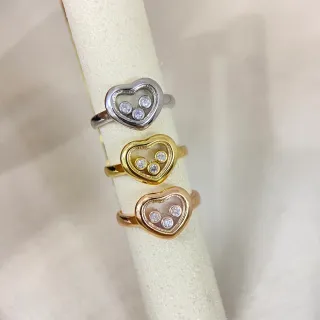Gold Silver Heart-Shaped Openwork Ring