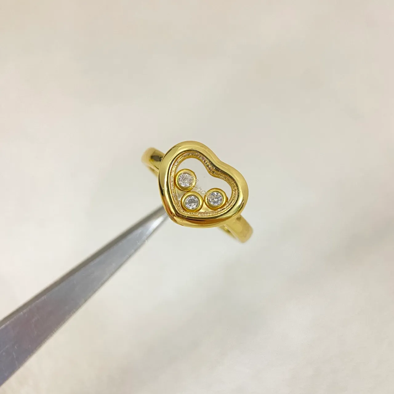 Gold Silver Heart-Shaped Openwork Ring 5