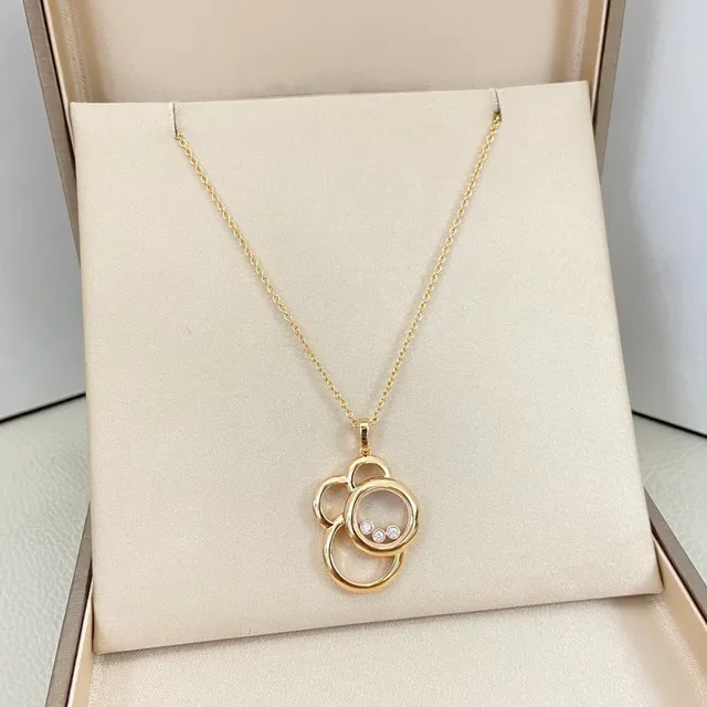 Gold Silver Interlocking Circular Pendant Floating Crystal Chamber Necklace 4