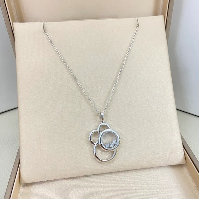 Gold Silver Interlocking Circular Pendant Floating Crystal Chamber Necklace 5