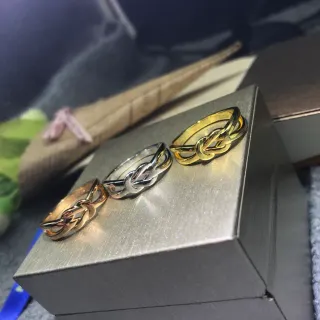 Gold Silver Interwoven Knot Design Metallic Finish Ring