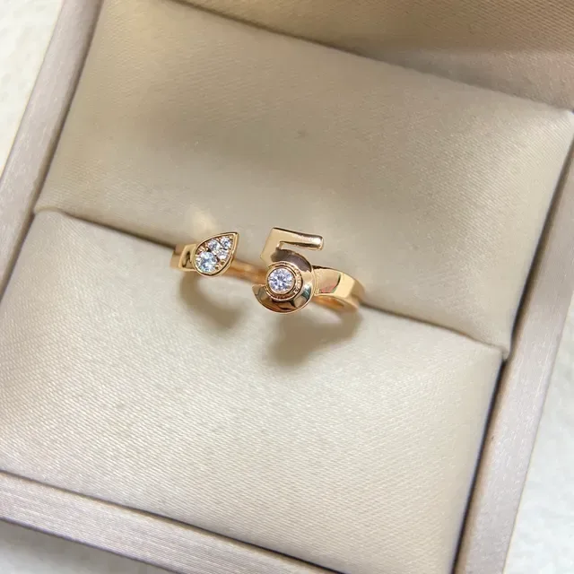 Gold Silver Open-Band Asymmetrical Leaf-Shaped Settings Ring 4