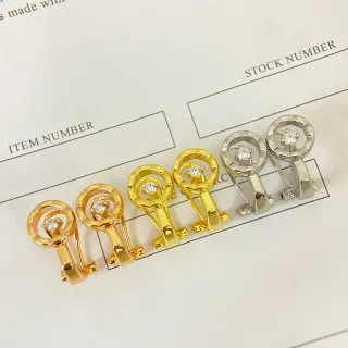Gold Silver Open-Circle Frame Lever-Back Clip Earrings