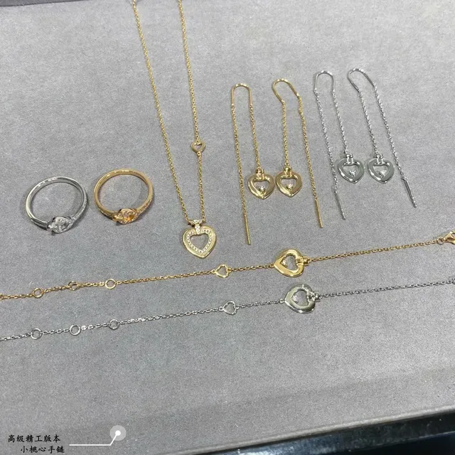 Gold Silver Open-Heart Pendant Crystal-Accented Necklace 3