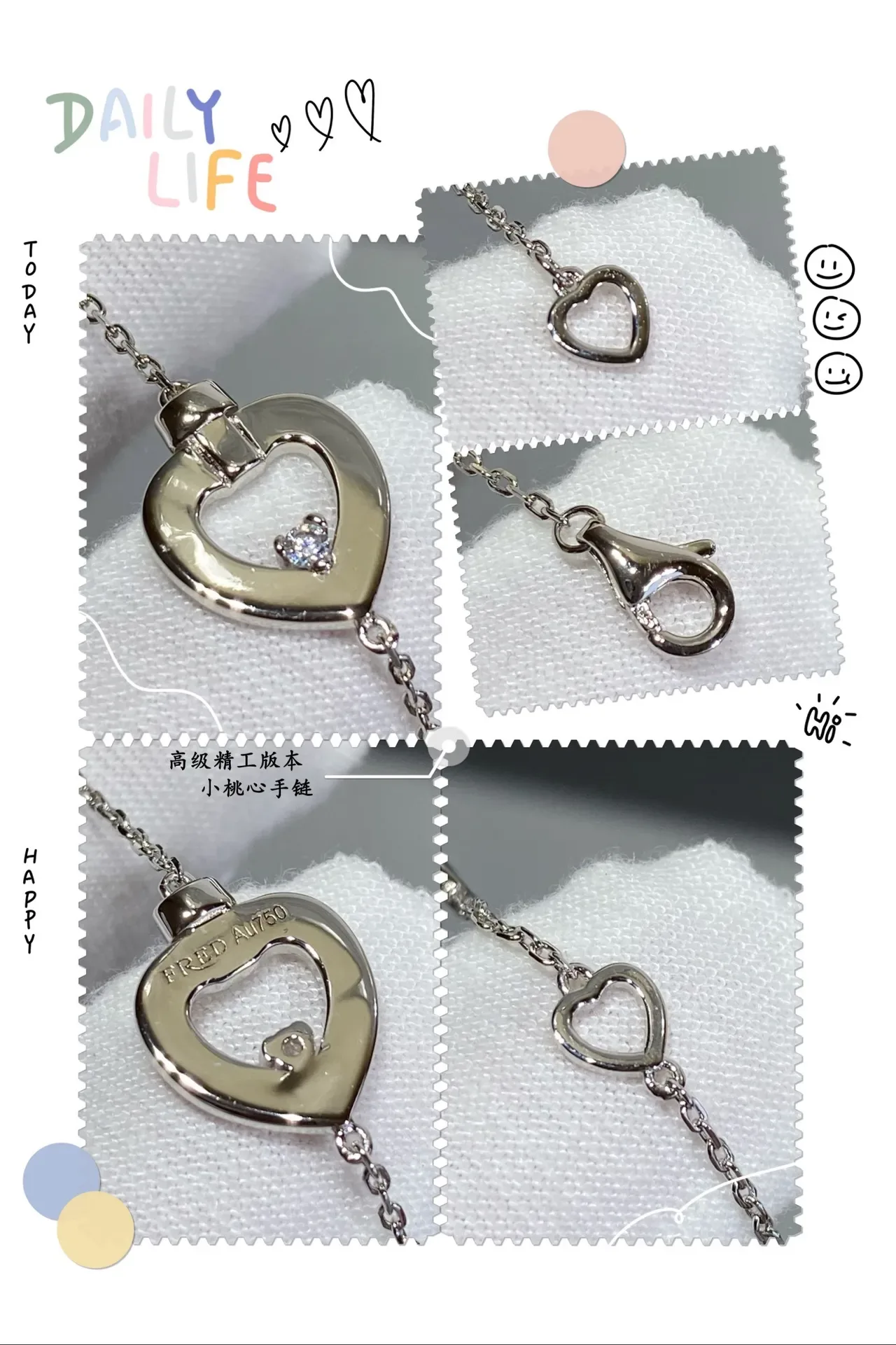 Gold Silver Open-Heart Pendant Crystal-Accented Necklace 6
