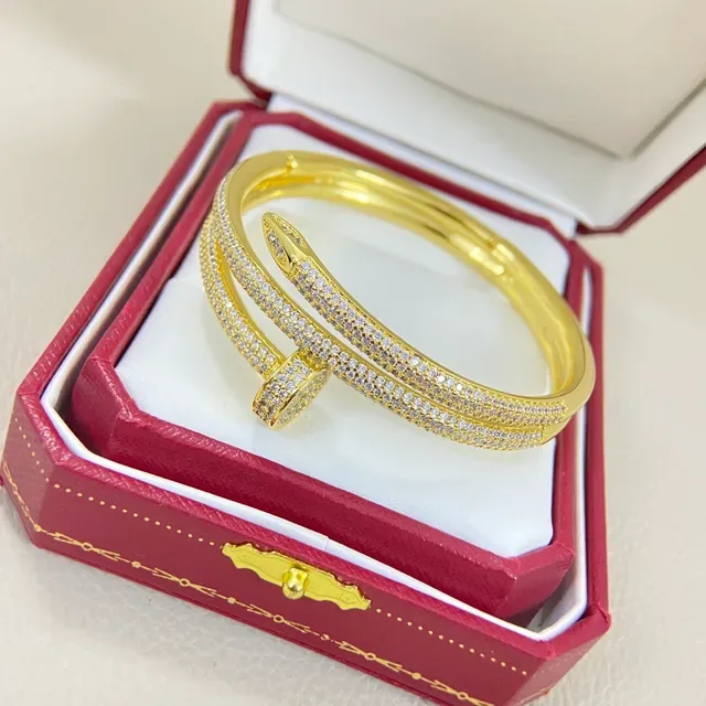 Gold Silver Pave-Set Hinged Bangle Bracelet 3