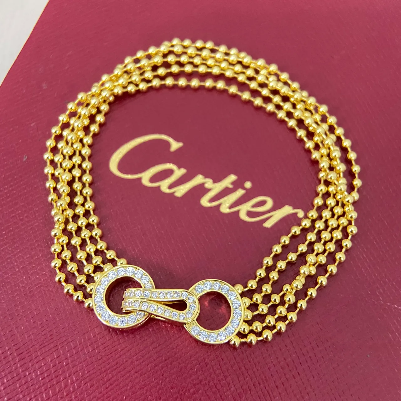 Gold Silver Rose Gold Multi-Strand Beaded Pavé Clasp Bracelets 6