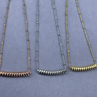 قلادة ذهبية فضية spiked bar pendant chain-link