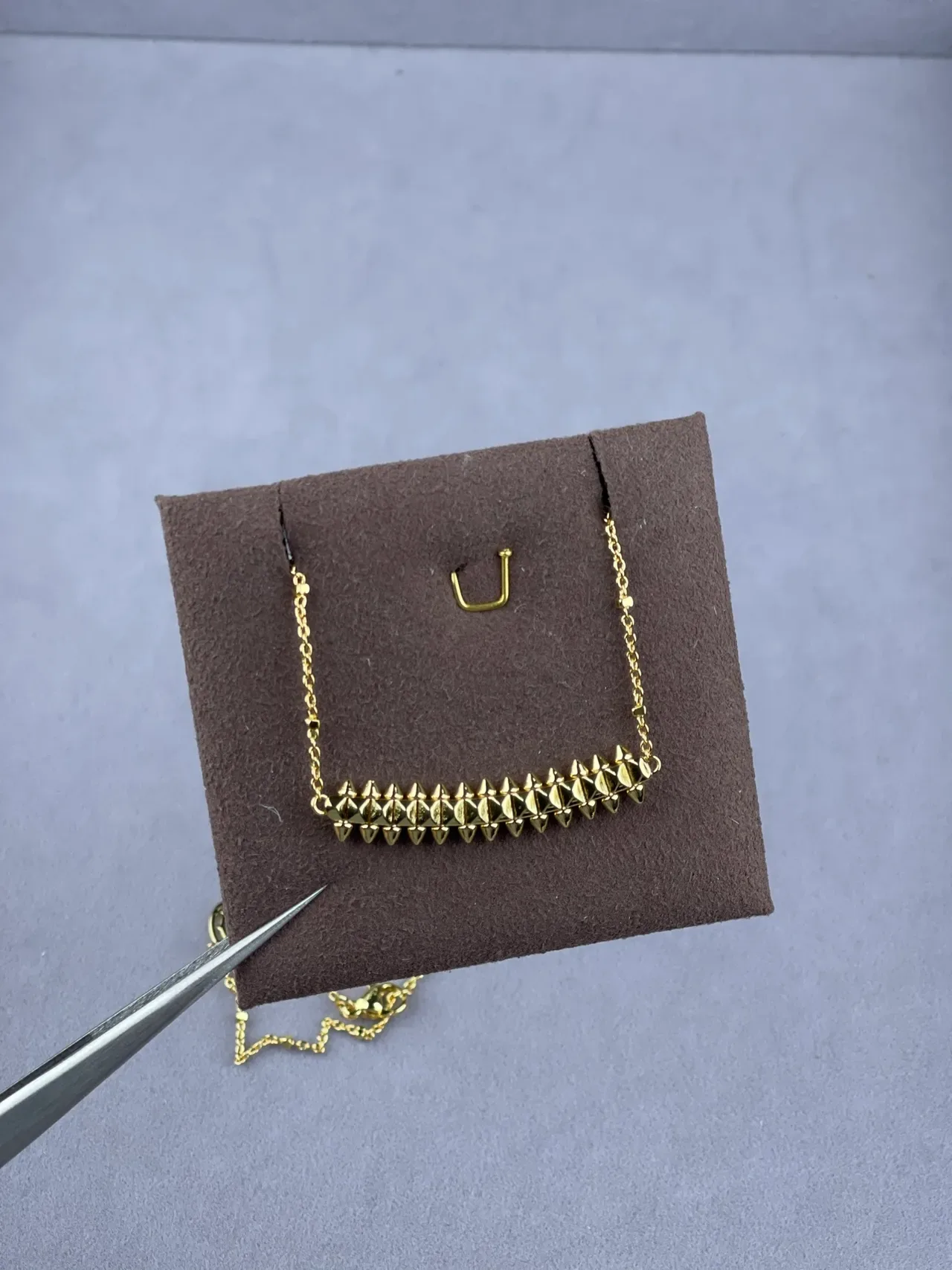 Gold Silver Spiked Bar Pendant Chain-Link Necklace 3