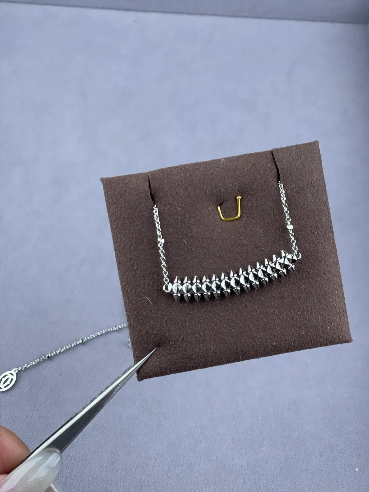 Gold Silver Spiked Bar Pendant Chain-Link Necklace 4