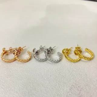Gold Silver Woven Texture Hoop Shape Earrings